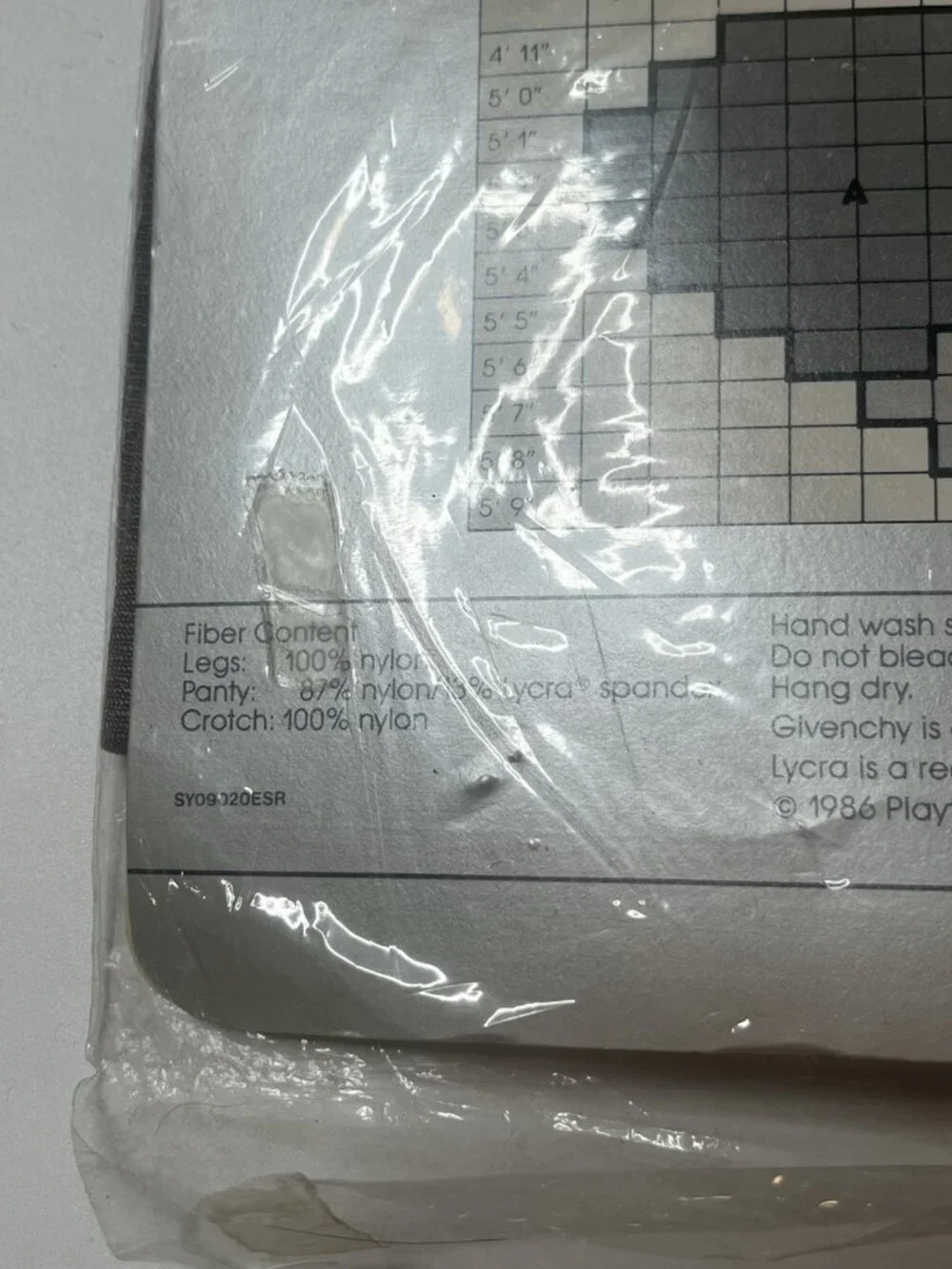 Vtg 1986 Givenchy Fleurette Seam Pantyhose Sz B Silver Fox NOS Floral Seam